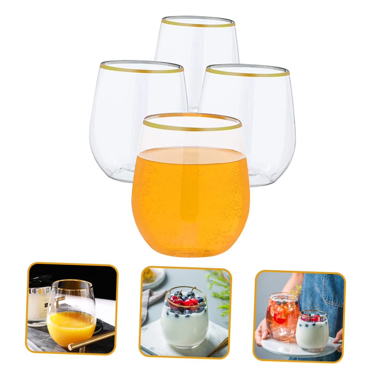 Didiseaon 3sets Disposable Wine Whiskey Glasses Party Cups for Cocktails Juice Clear 4pcs*3
