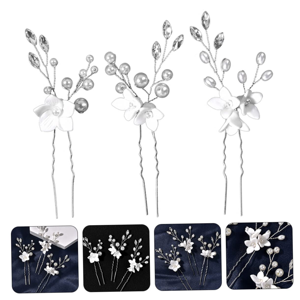 4 Set Di Forcine Per A Forma Di U Da Sposa Per Matrimonio E Fidanzamento Facili Da Indossare E Con Styling Istantaneo 3 Pezzi*4