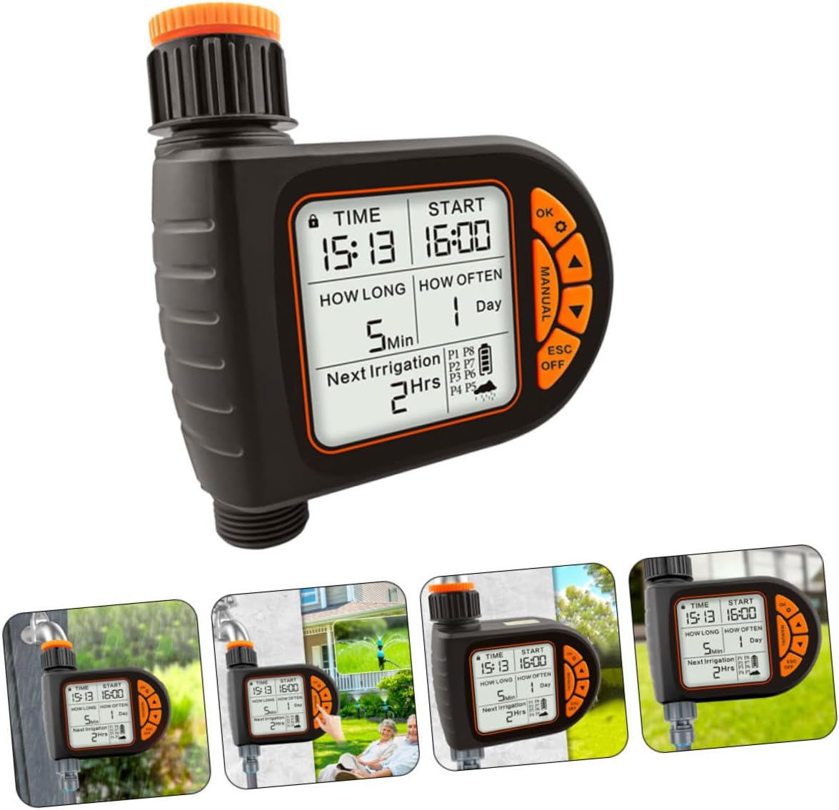 VICASKY Automatic Watering Timer Digital Irrigation Timer with LCD Display for Gardens Balconies Outdoor Spaces for Drip Systems Sprinkler Use Battery Not Included