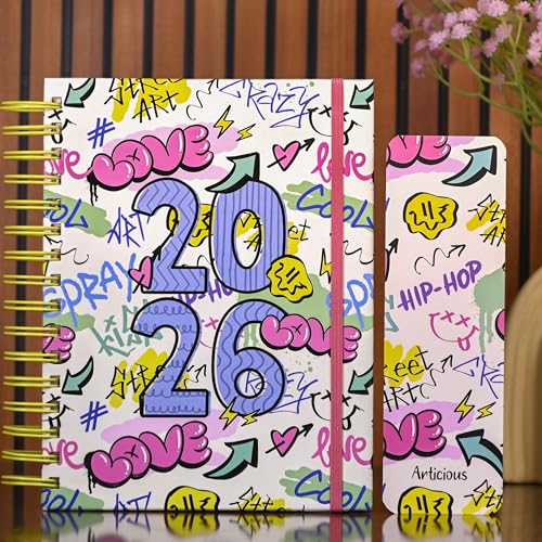 Image of Planner Kit, Planner Set Includes A5 Journal (22x17cm) 262 Pages, 120 GSM, Weekly Planner, Desk Calendar 2026, Stickers Book and Bookmark (The Street Edition)