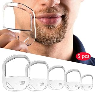 Yamii Beard Shaper Men's Shaving Stencil Template Comb Tool 5 Sizes Fits All Beard Shaper Comb for Beard Shaping with Beard Trimmer or Razor for Men (Transparent)