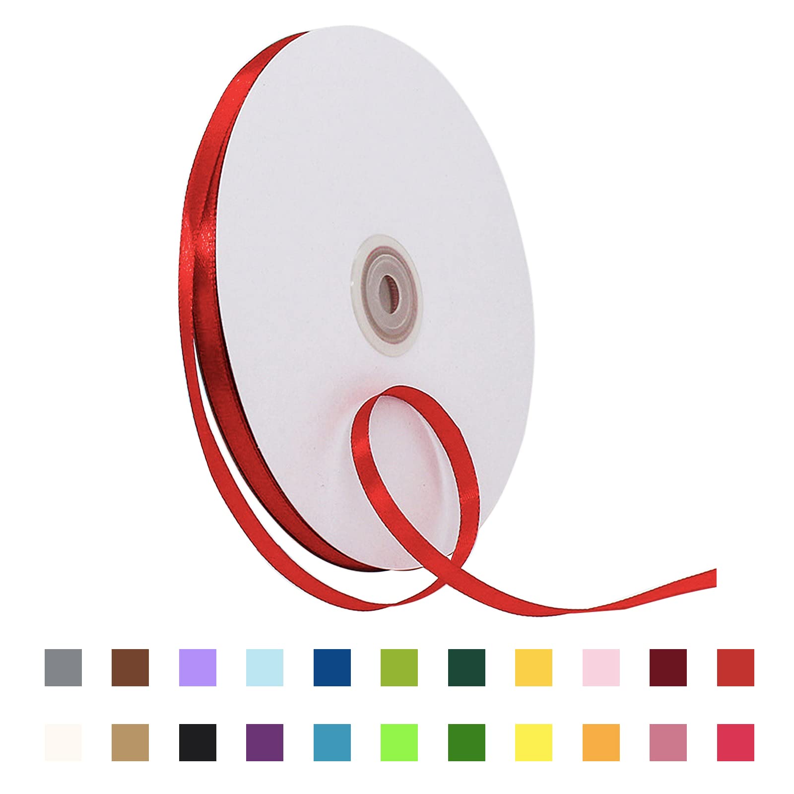 Thin Red Ribbon 6mm,Satin Ribbon Solid Color Fabric Ribbon Silk Satin Roll,91m Red Balloon Ribbon for 2023 King Charles III Coronation Decorations Birthday Gift Wrapping DIY Crafts Hair