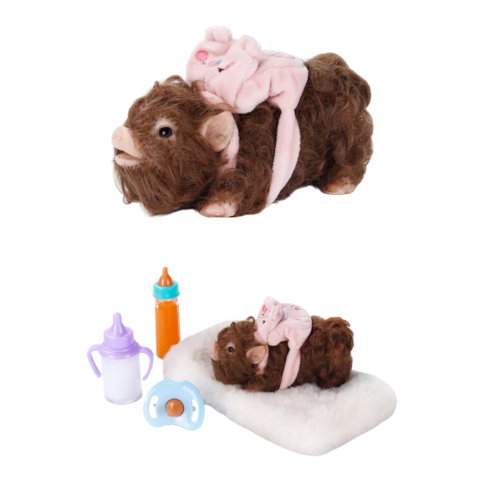 Giocattolo Elastico da spremere in Silicone Piggy con, 2pcs Set | Bambola a forma animale elastica morbida da spremere per bambini adulti Fai finta giocare Attività Genitori