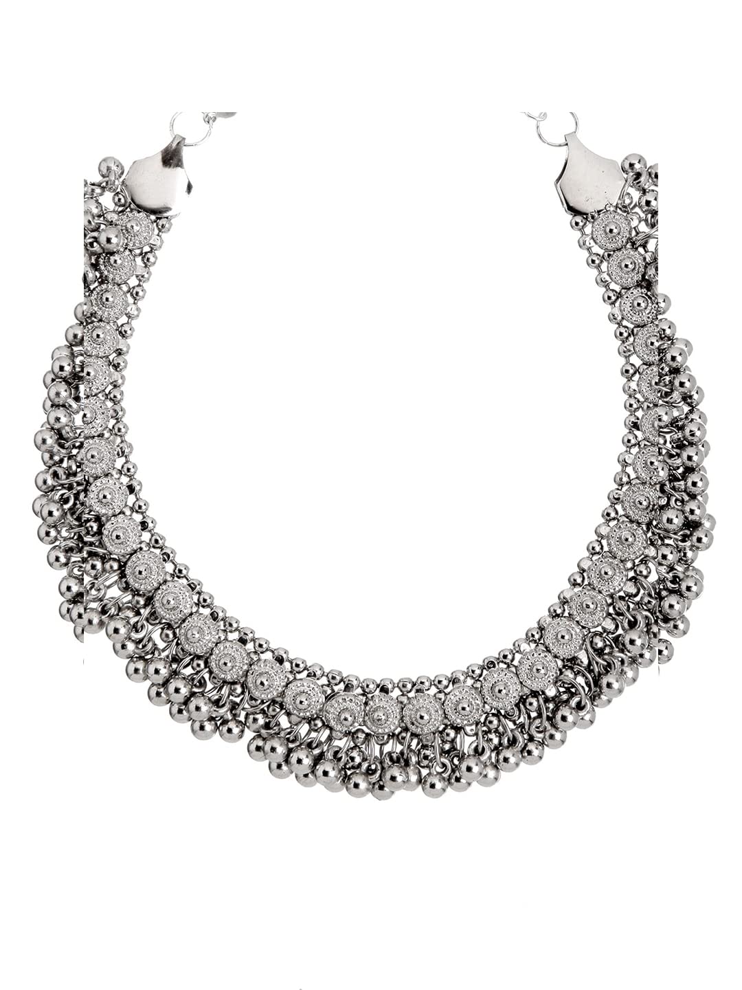 Silver Oxidised Necklace with Chains