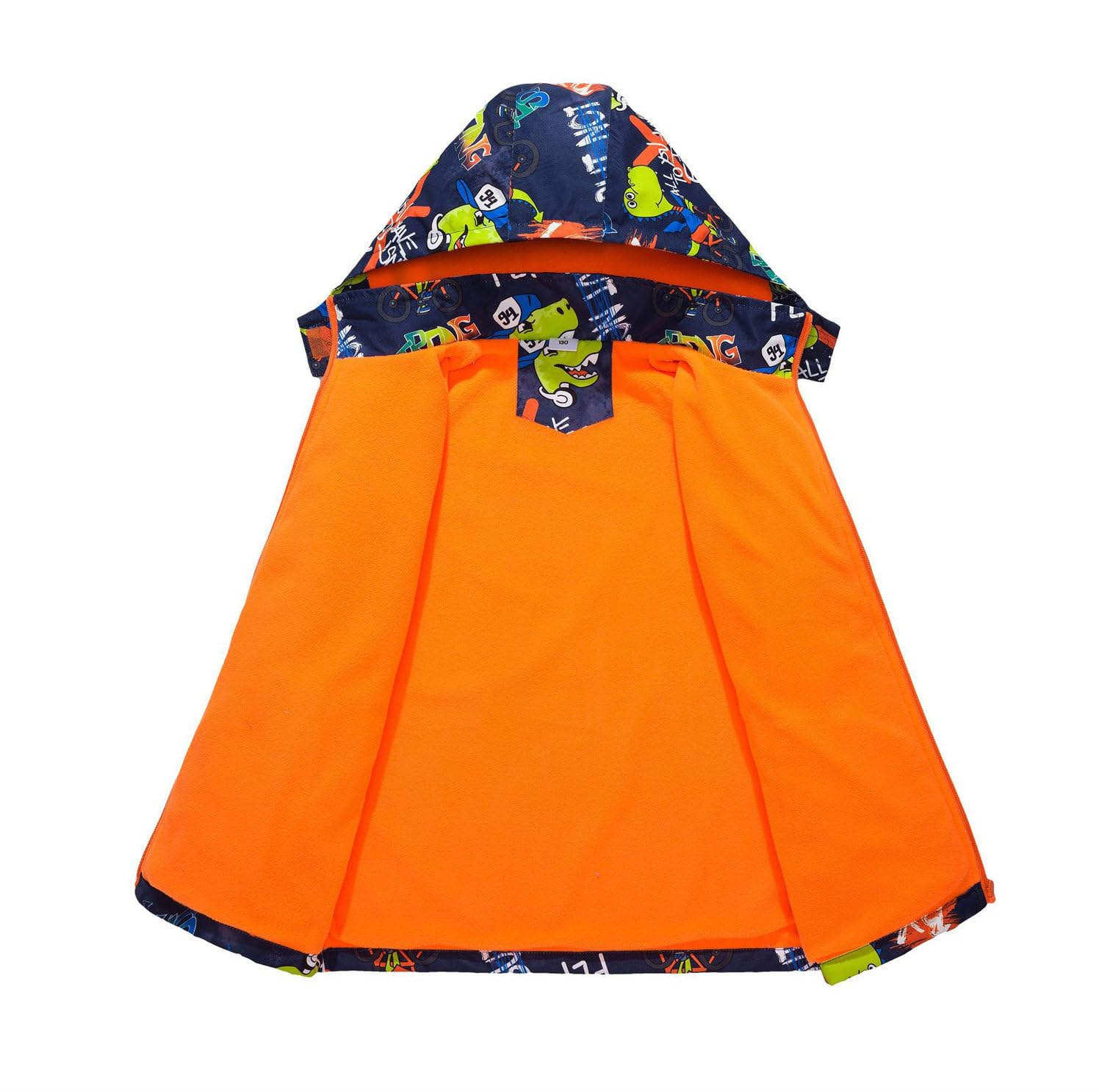 Veste Softshell Garçon Polaire Imperméable Coupe-vent Enfant Hiver Camouflage Dinosaure Blouson Ski à Capuche