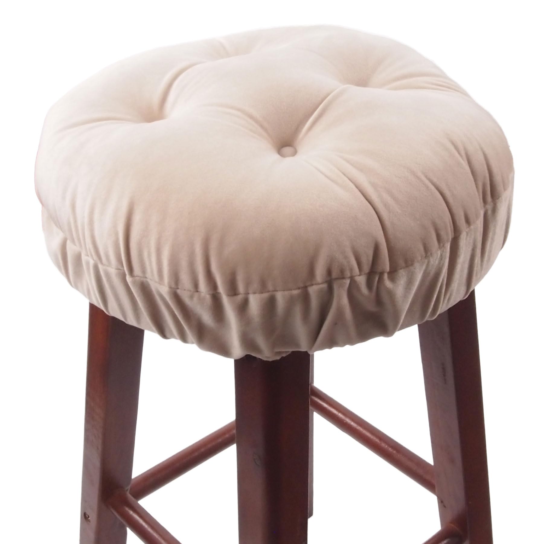 Augld Bar Stool Cushion Soft Velvet Padded Round Stool Cover 12" Velvet Beige