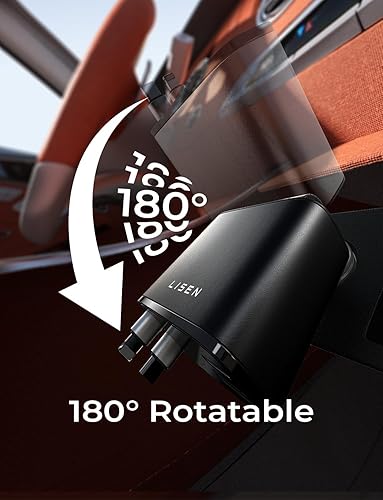 Miniatura 8 de LISEN - Cargador retráctil para automóvil, adaptador de cargador de automóvil USB C de 69 W, carga rápida para iPhone 16, 15, 14, 13, 12, Samsung,