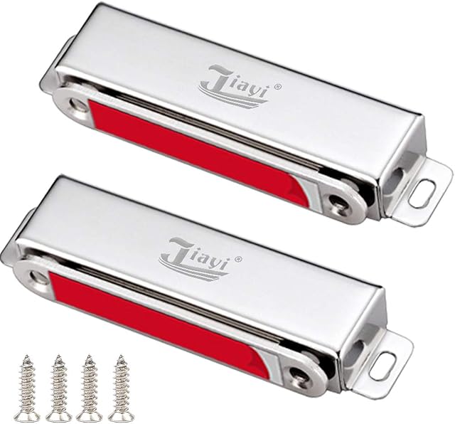 Magnetic Door Catch Jiayi 2 Pack Cupboard Door Magnets Heavy Duty 40KG Pull Wardrobe Strong Door Magnetic Catches Stainless Cabinet Magnet Door Catch for Kitchen Closet Large Door Closure Closing