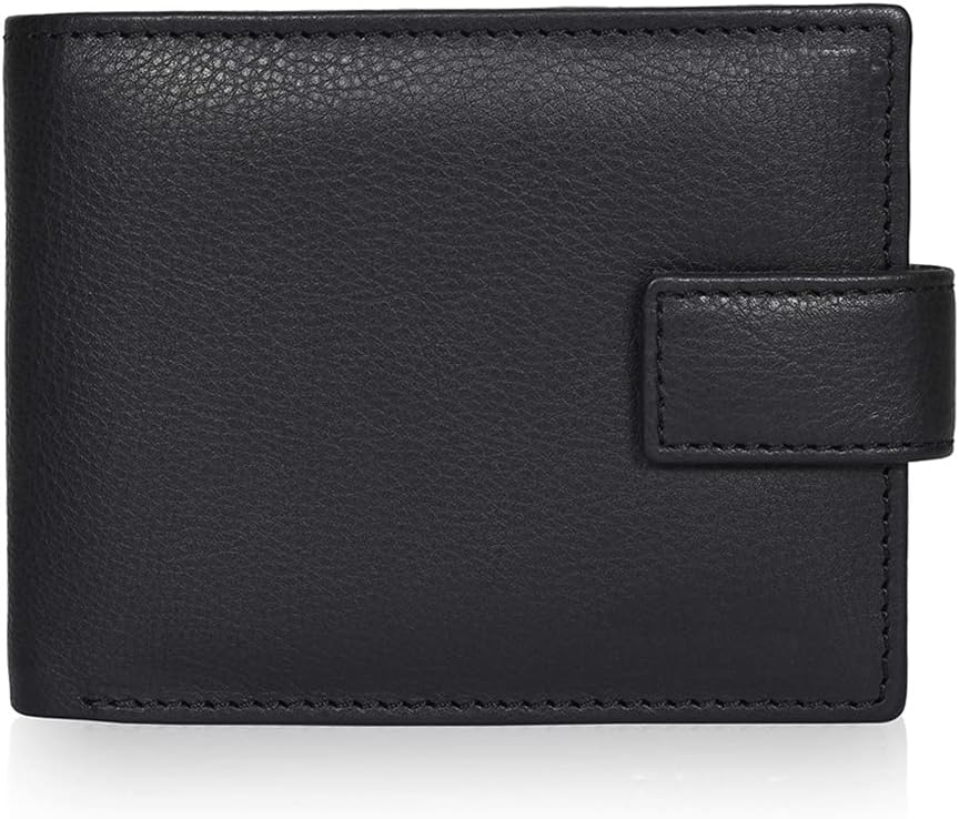 Leather Wallet Buckle Multi Card Slot Large Capacity Men's Wallet with ID Window and Coin Purse