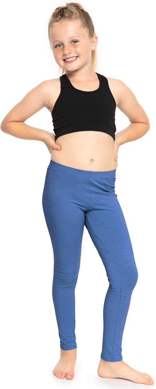 STRETCH IS COMFORT Girls Cotton Leggings, Kids Toddler Footless Pants, 2-16 | Soft durable pull-on fit, elastic waistband, school play, active days, under dresses, easy care, washable everyday layering