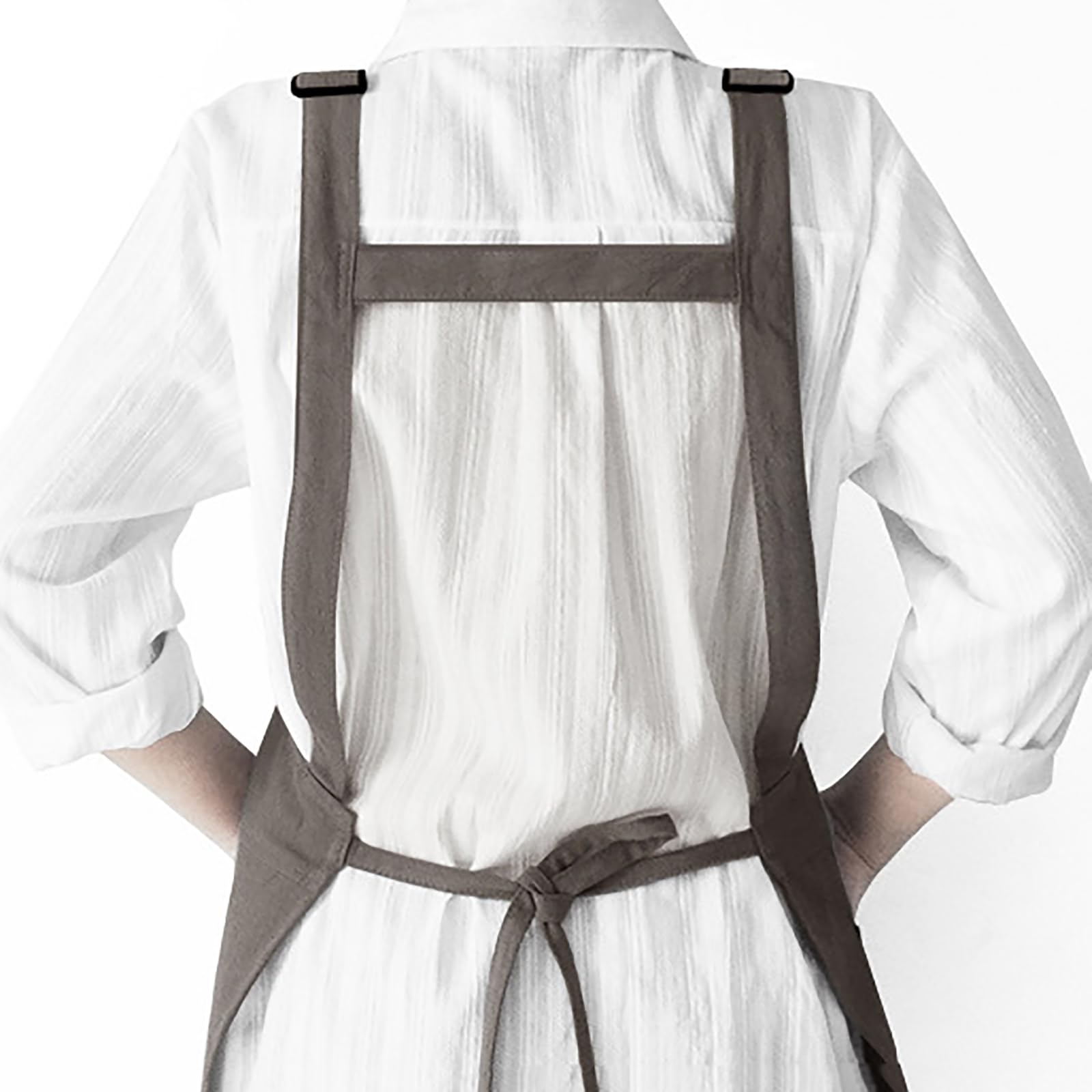 Tablier de cuisine unisexe en coton et lin avec bretelles réglables en forme de H avec poches pour cuisine, barbecue, peinture, fait à la main