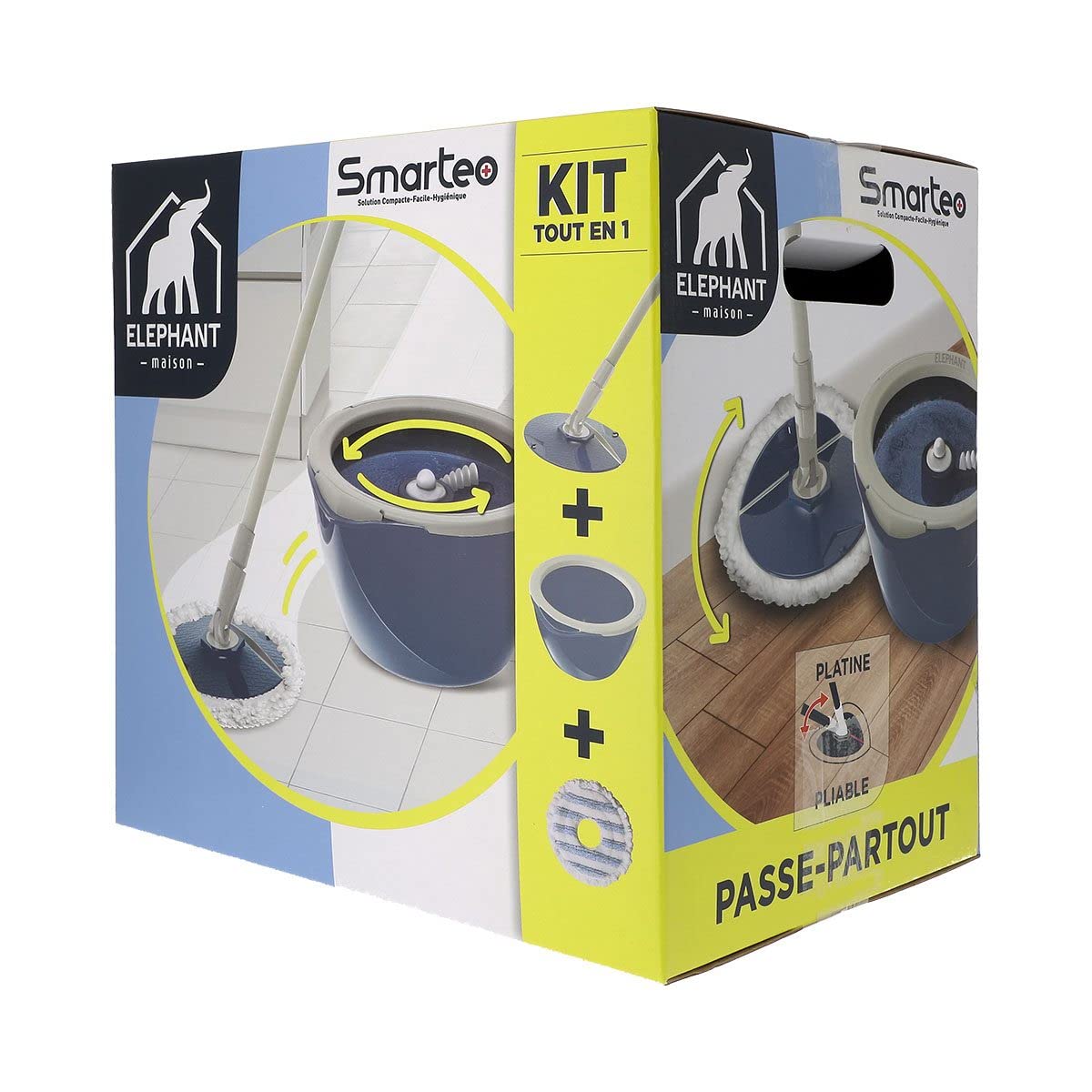 Kit de lavage Smarteo + — Platine pliable- Diamètre 25 cm — 124 g, Bleu et Blanc, 31 cm 26, 5 cm 30 cm