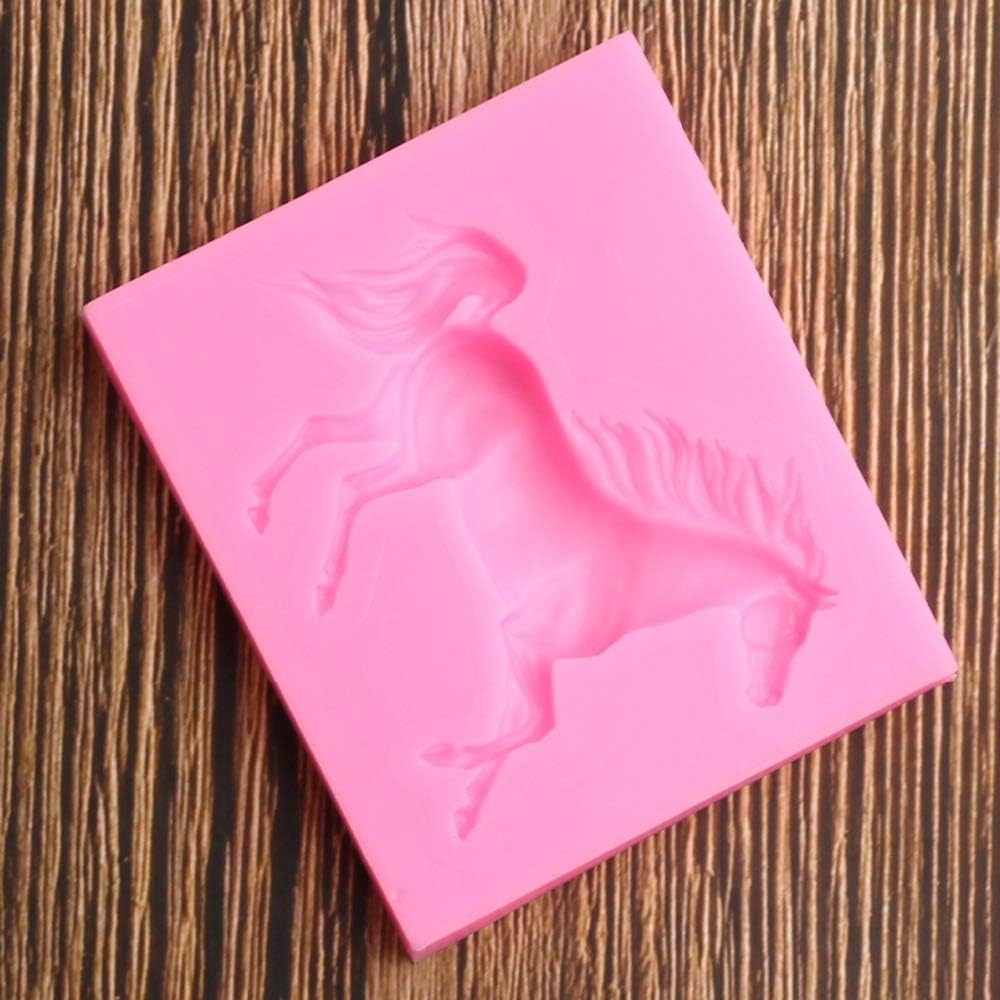 1pc Cute Animal 3D Running Horse Silicone Mold for DIY Desserts Jelly Shots Fondant Mold Pudding Chocolate Crystal Handmade Ice Cream Cupcake Cake Topper Decoration Soap Mould Candy Gum Paste