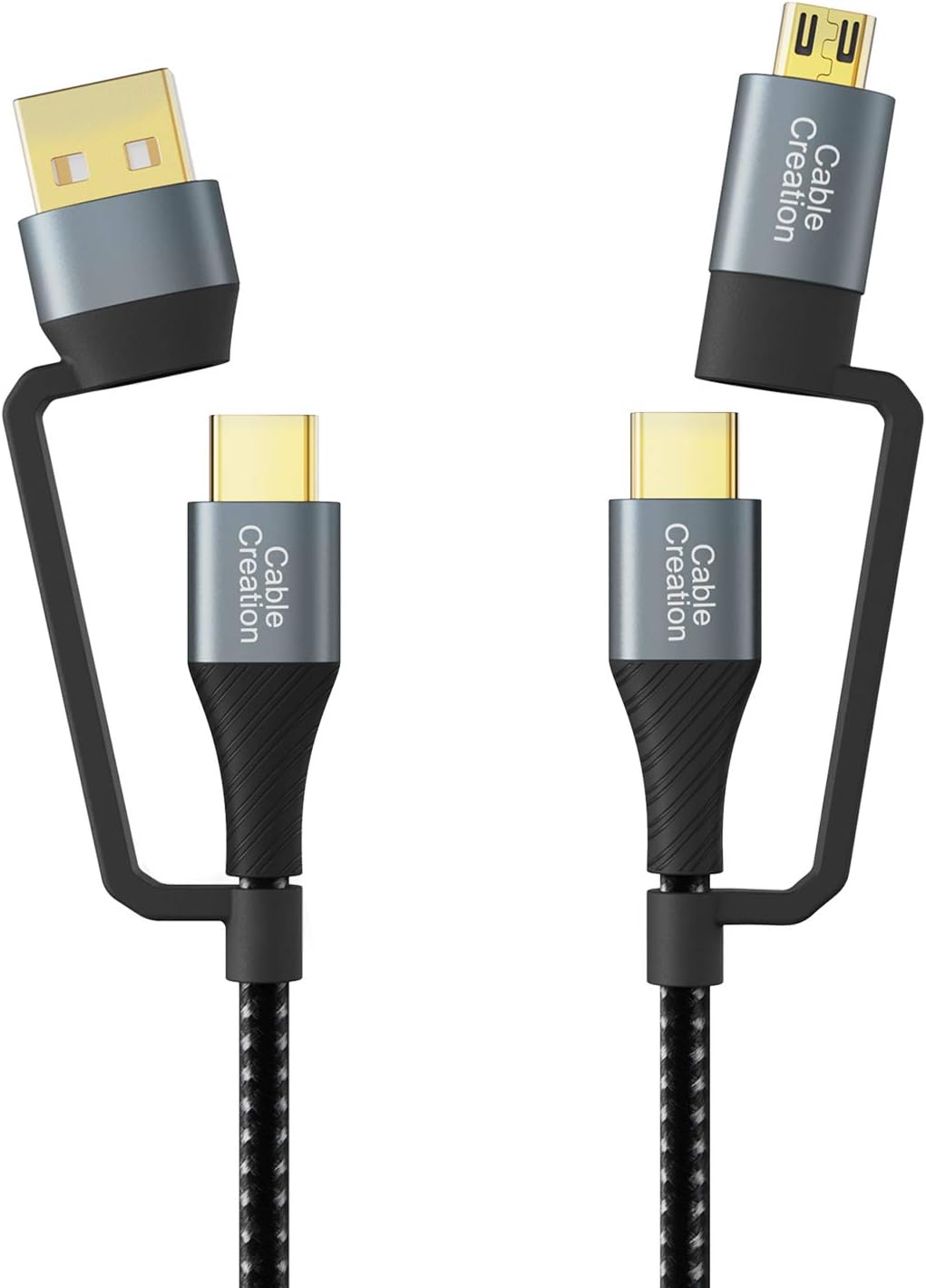 CableCreation USB C Charger Cable 6.6FT, 4 in 1 Multi USB C to USB C Fast Charging Cable, PD 3A Micro USB/Type C 480Mpbs Data Transfer Works for MacBook Pro, iPad, Galaxy S23 S23+ S22 and More, 2m