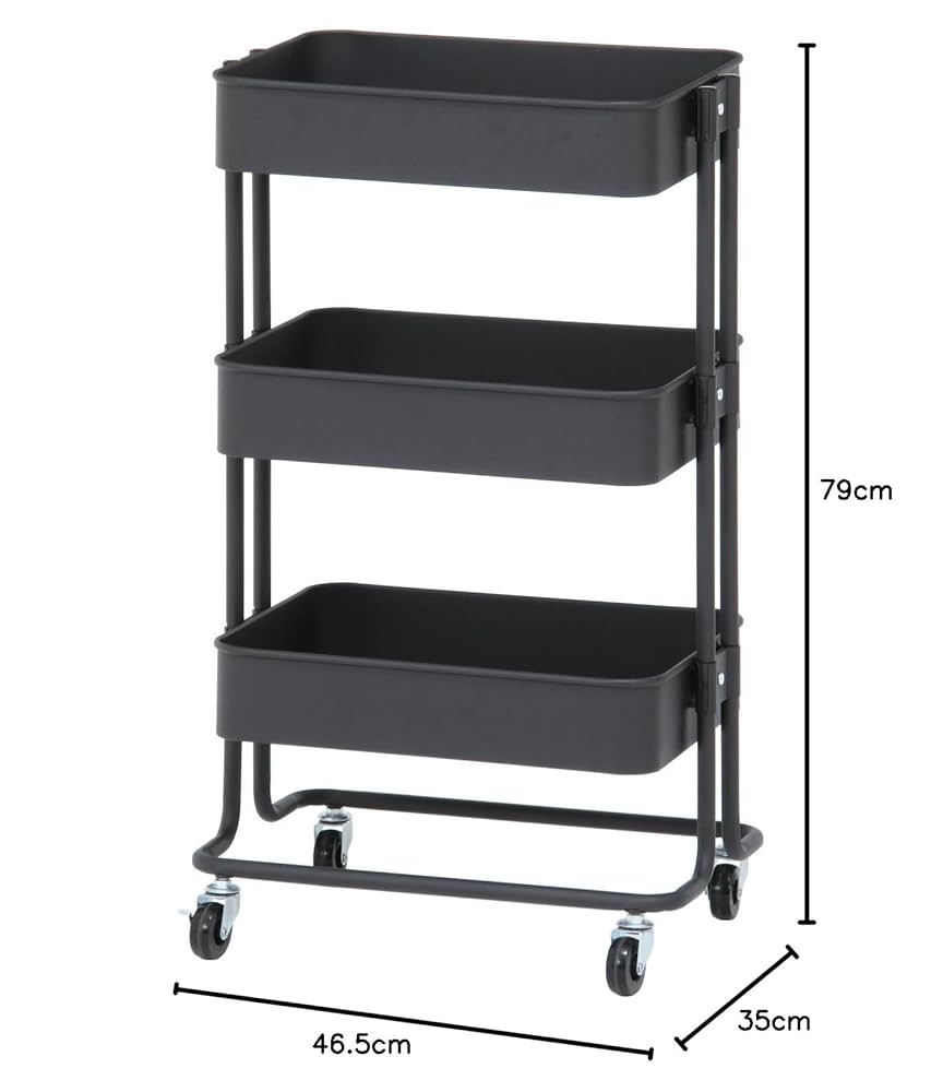 キャスター付きワゴン おおよそ幅45㌢✖︎奥行45㌢✖︎高さ85㌢ ワゴン キャスター付き 幅45 奥行31.5 高さ80 3段 キッチン
