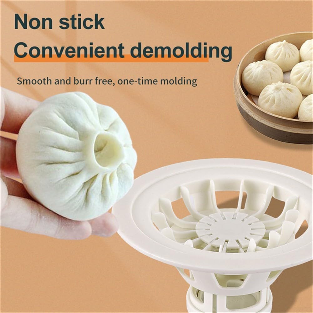 Baozi Maker - Macchina in plastica per panini fatti in casa, strumento da cucina a forma di fiore, dimensioni compatte 18 x 18 x 9 cm, facile da usare per principianti e K (bianco)