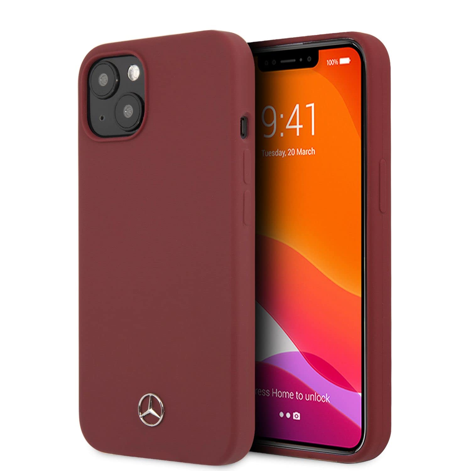 CG MOBILEMercedes Benz Liquid Silicone Case with Microfiber Lining For iPhone 13 (6.1") - Red