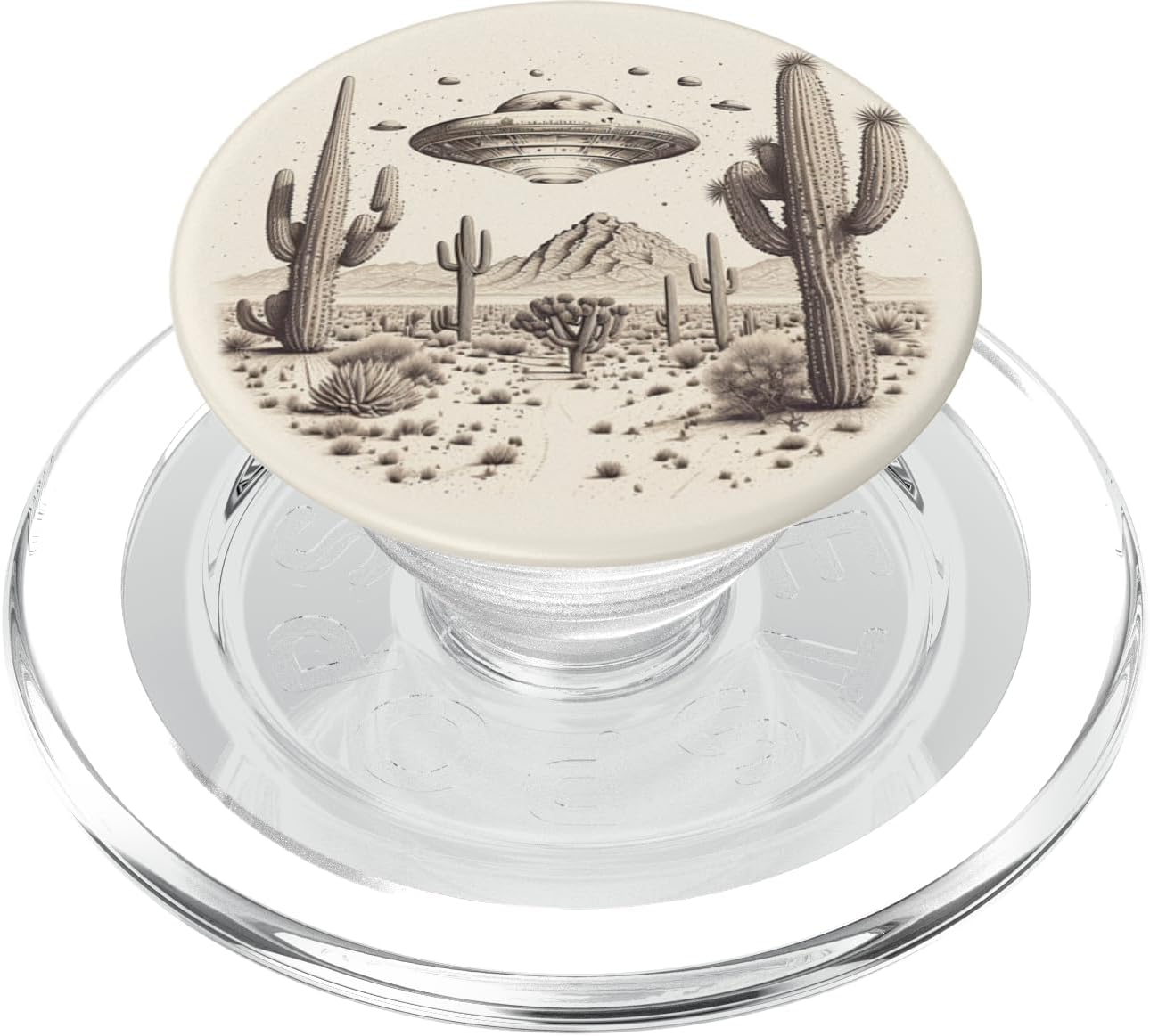 UFO Saucer with Cactuses – Sci-Fi Alien Phone Grip for Phone PopSockets PopWallet for MagSafe