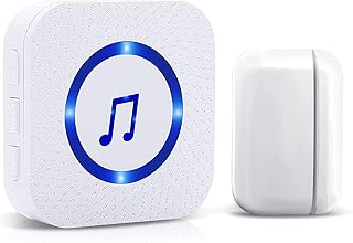 SanJie Wireless Door Chime,Door Chimes When Door Opens with 1,000ft Range 5 Volume Levels 55 Chimes Door Sensor Alarm for Office Home Store,1 Sensor 1 Receiver White