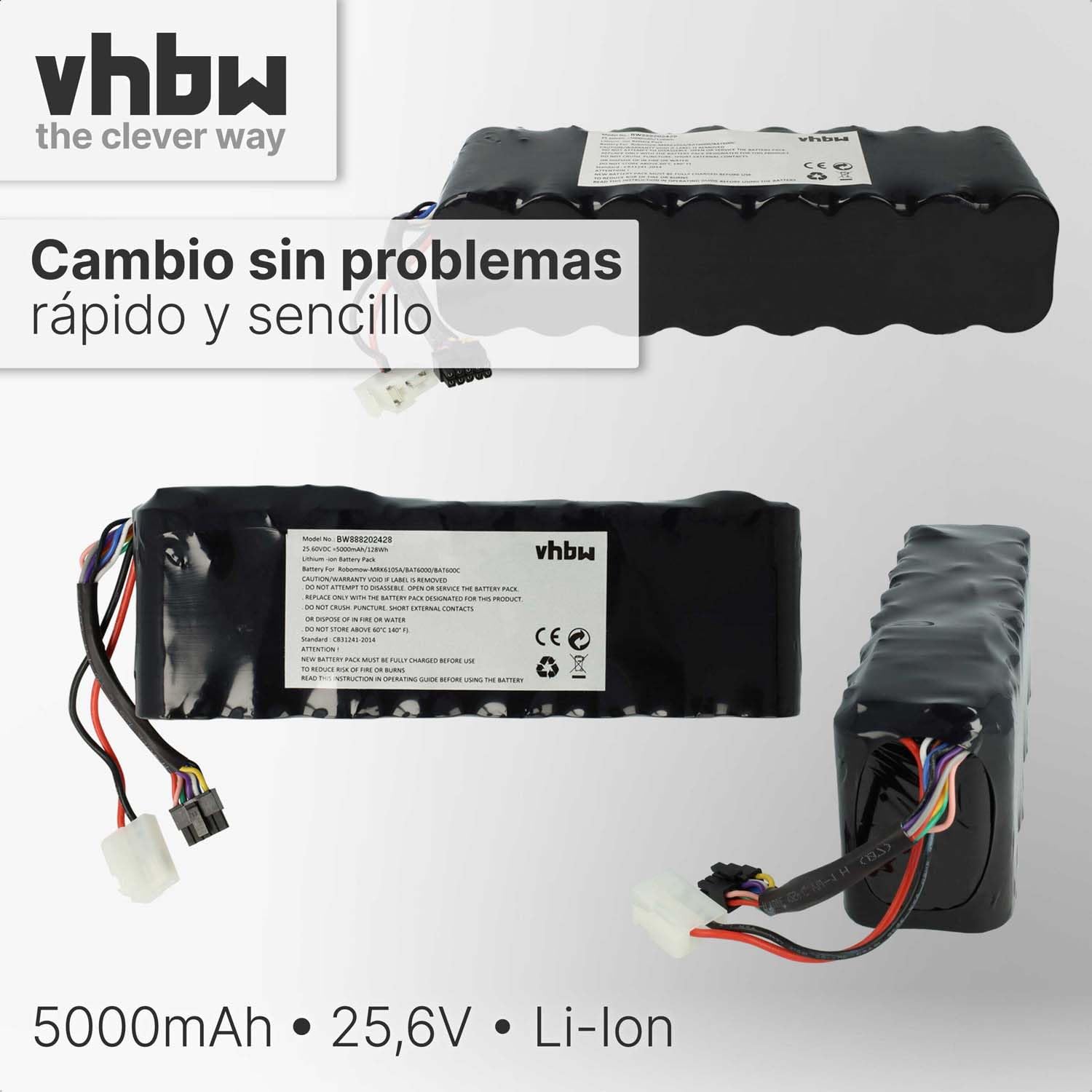 vhbw Batería Compatible con Robomow Cub Cadet Lawnkeeper XR3 4000, 1800, XR3 3000, 3000 Robot cortacésped cortacésped 5000mAh 25,6V LiFePO4