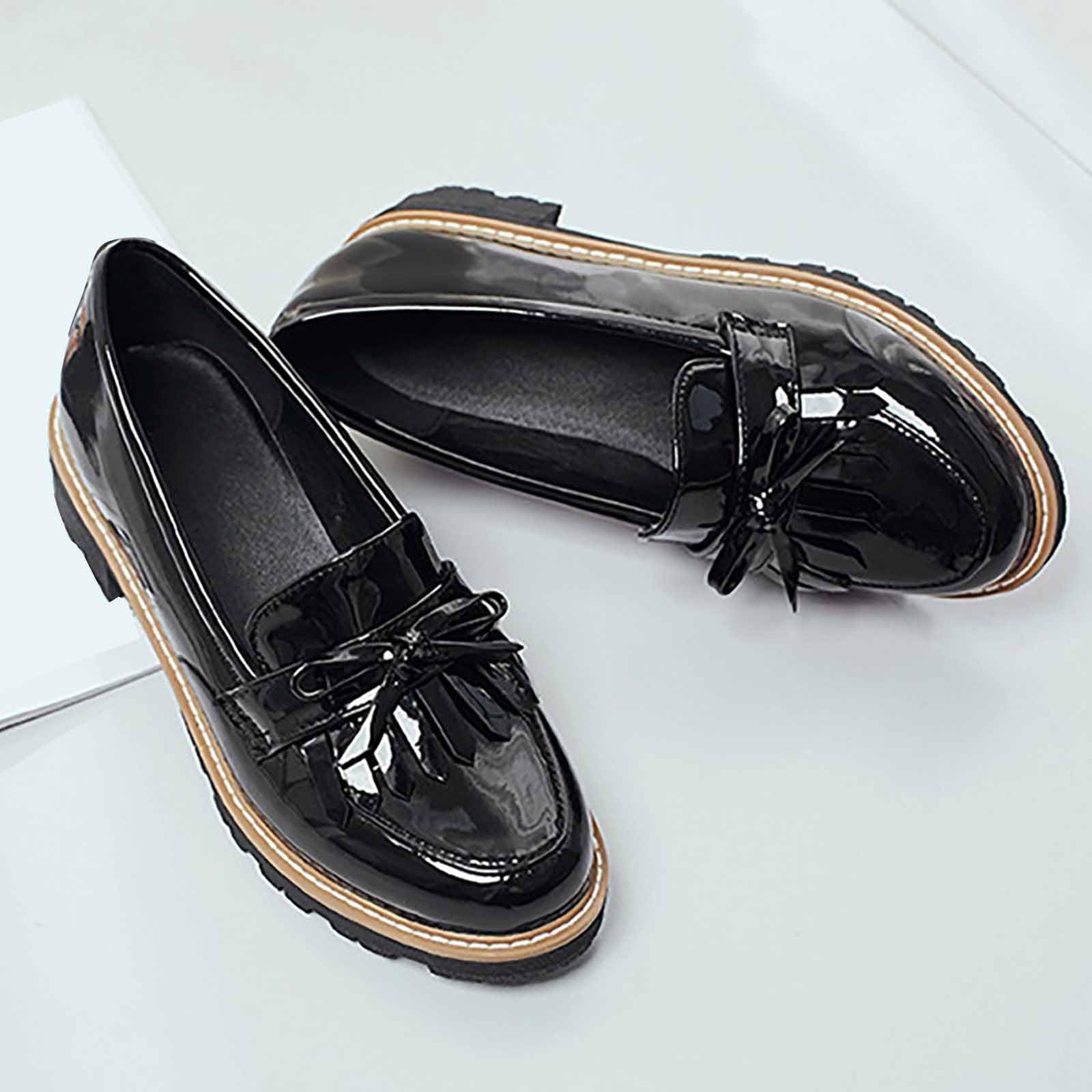 Zapatillas genéricas informales, cómodas mocasines de piel con diseño de borlas de lazo para el día a día
