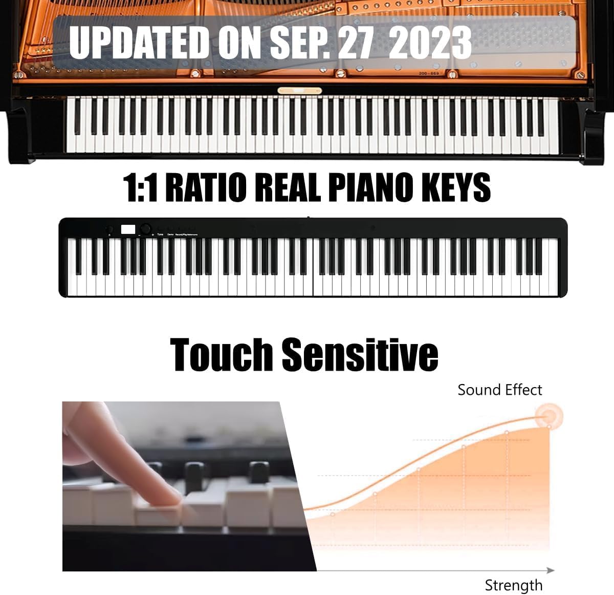 NikoMaku Foldable Digital Piano 88 Keys Portable Piano Keyboard