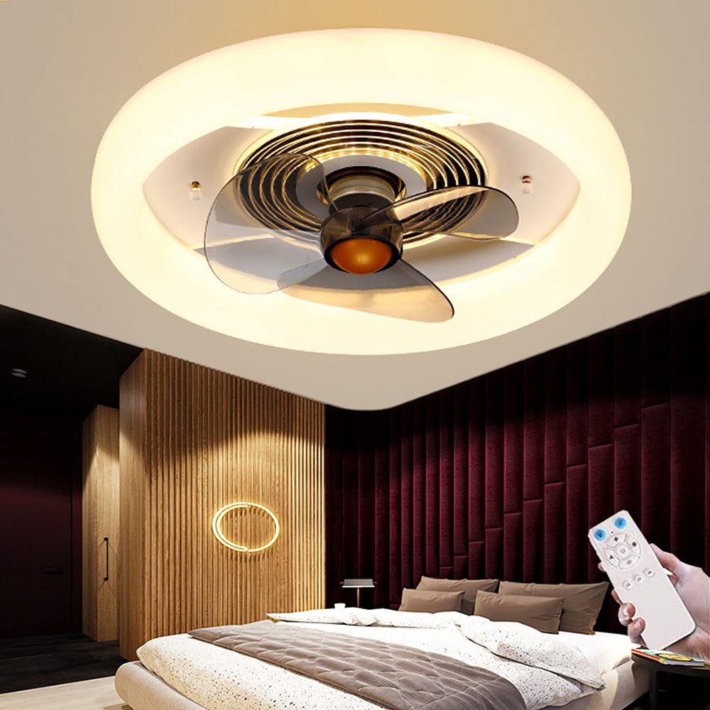 RRBEST Modern Fan Ceiling Light LED Ceiling Fan with Lighting Adjustable Wind Speed Quietly Dimmable with Remote Control Fan Ceiling Lamp Office Bedroom Living Room Dining Room