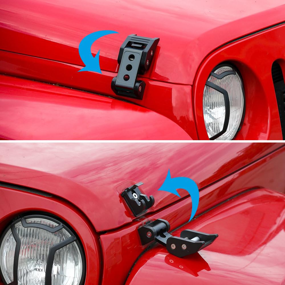 Unifizz Lot de 2 loquets de verrouillage pour capot de voiture pour Jeep Wrangler JK JL Gladiator JT Noir