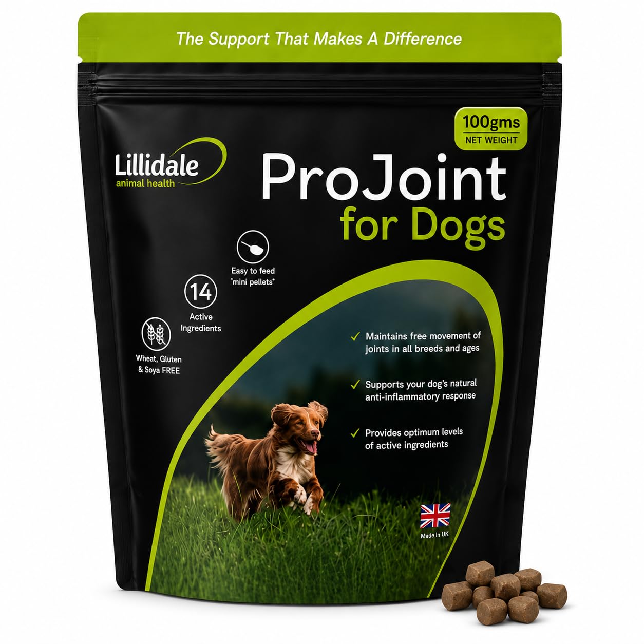 projoint for dogs dog hip & joint support supplement glucosamine, chondroitin, msm, hyaluronic acid, collagen matrix & salmon oil for puppies, adult & senior dogs 200g