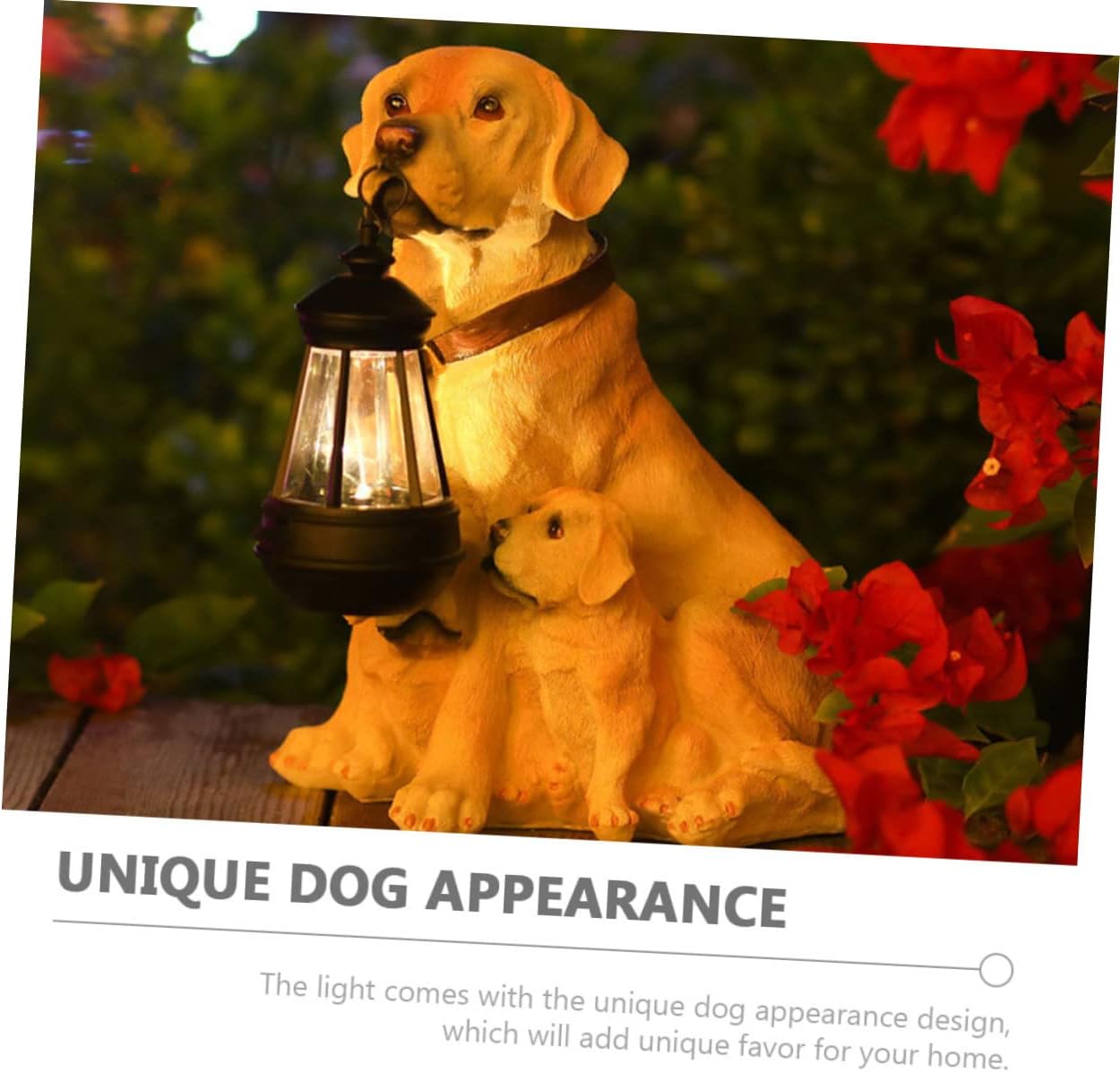 Garneck Decorative Solar Resin Dog Statue Garden Light Cute Outdoor Ornament for Patio and Landscape Decor for Dog Lovers and Housewarming Gifts