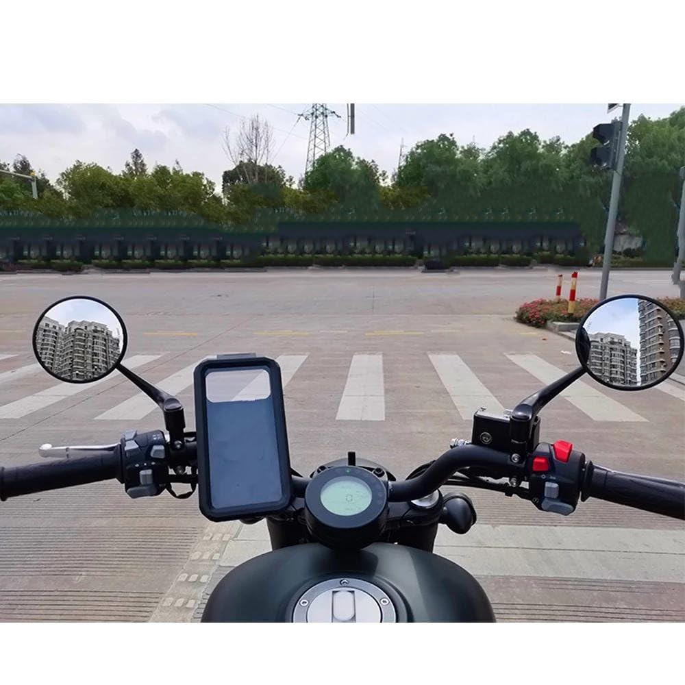 Rétroviseurs Universels Pour Motos Rétroviseurs Latéraux Ronds Pour Royal Enfield Pour Continental GT Pour Interceptor 650 Ensemble rétroviseurs de moto(Noir)
