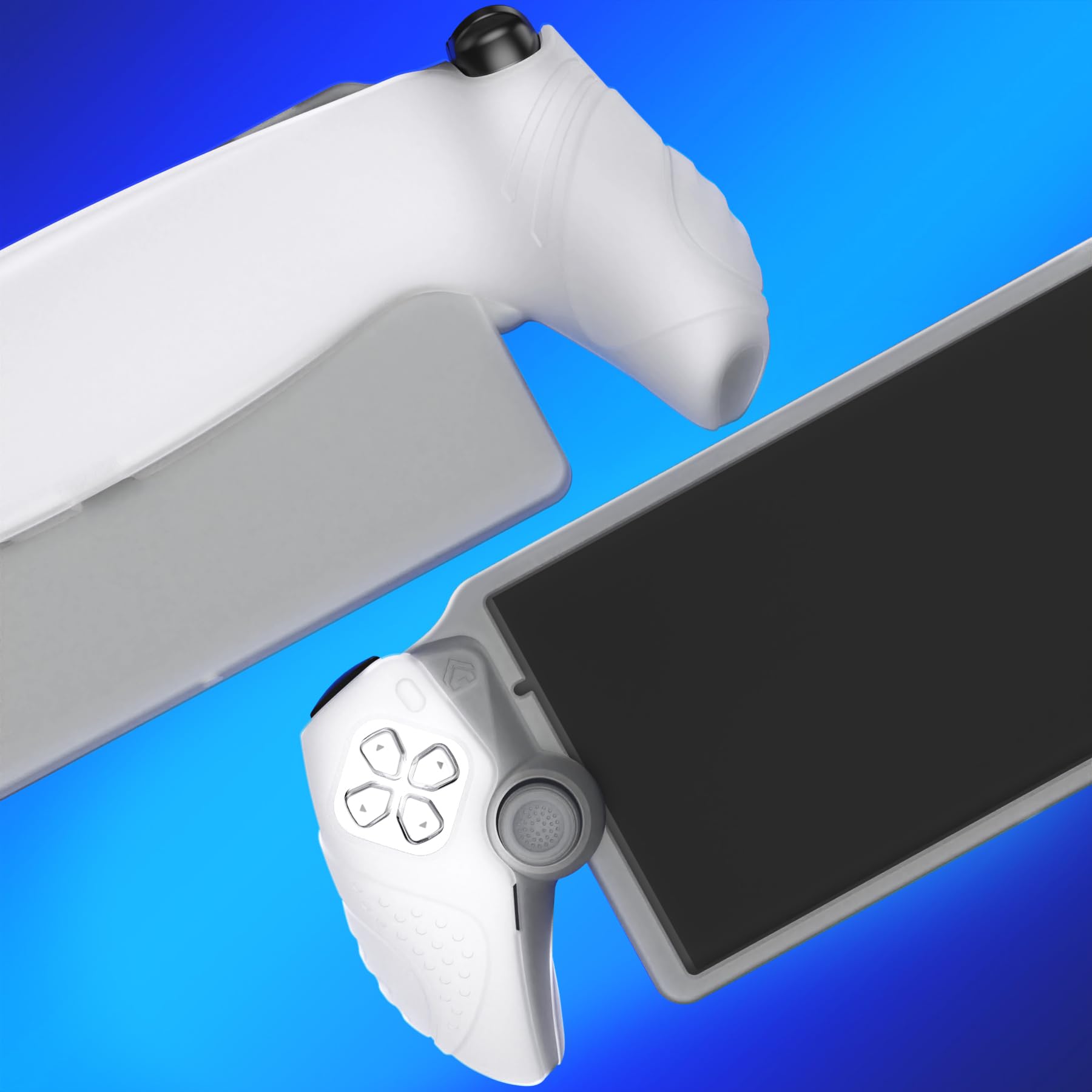 PlayVital Coque Protection pour PS Portal Accessoire avec Capuchon Joystick,Étui Housse Silicone pour PS Portal Remote Player Grip Cover Anti-Choc/Antidérapants-Blanc Transparent,Édition Guardian