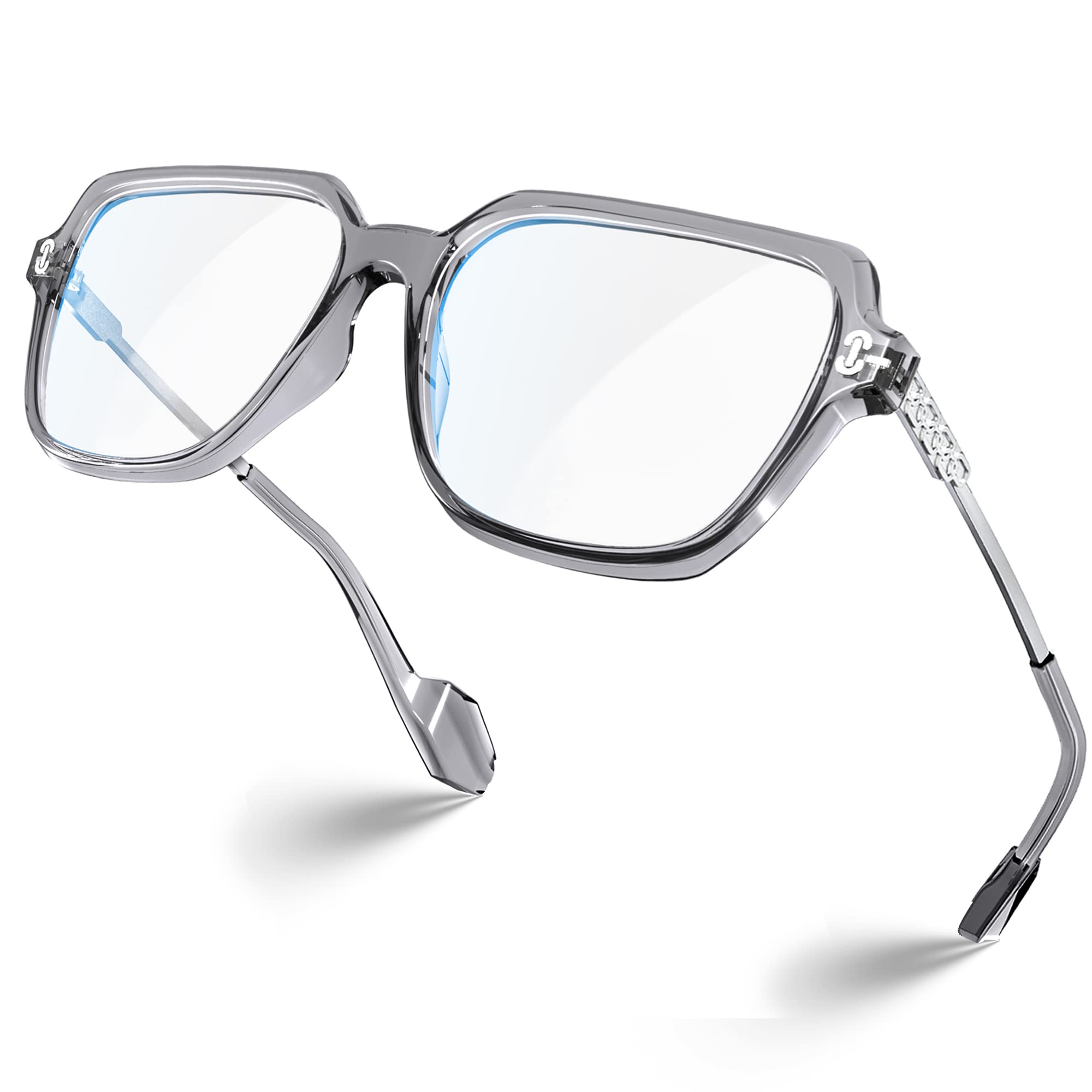 VISOONE Blue Light Blocking Glasses with Chic Square TR90 Frame and Metal Temple for Women Men REMY
