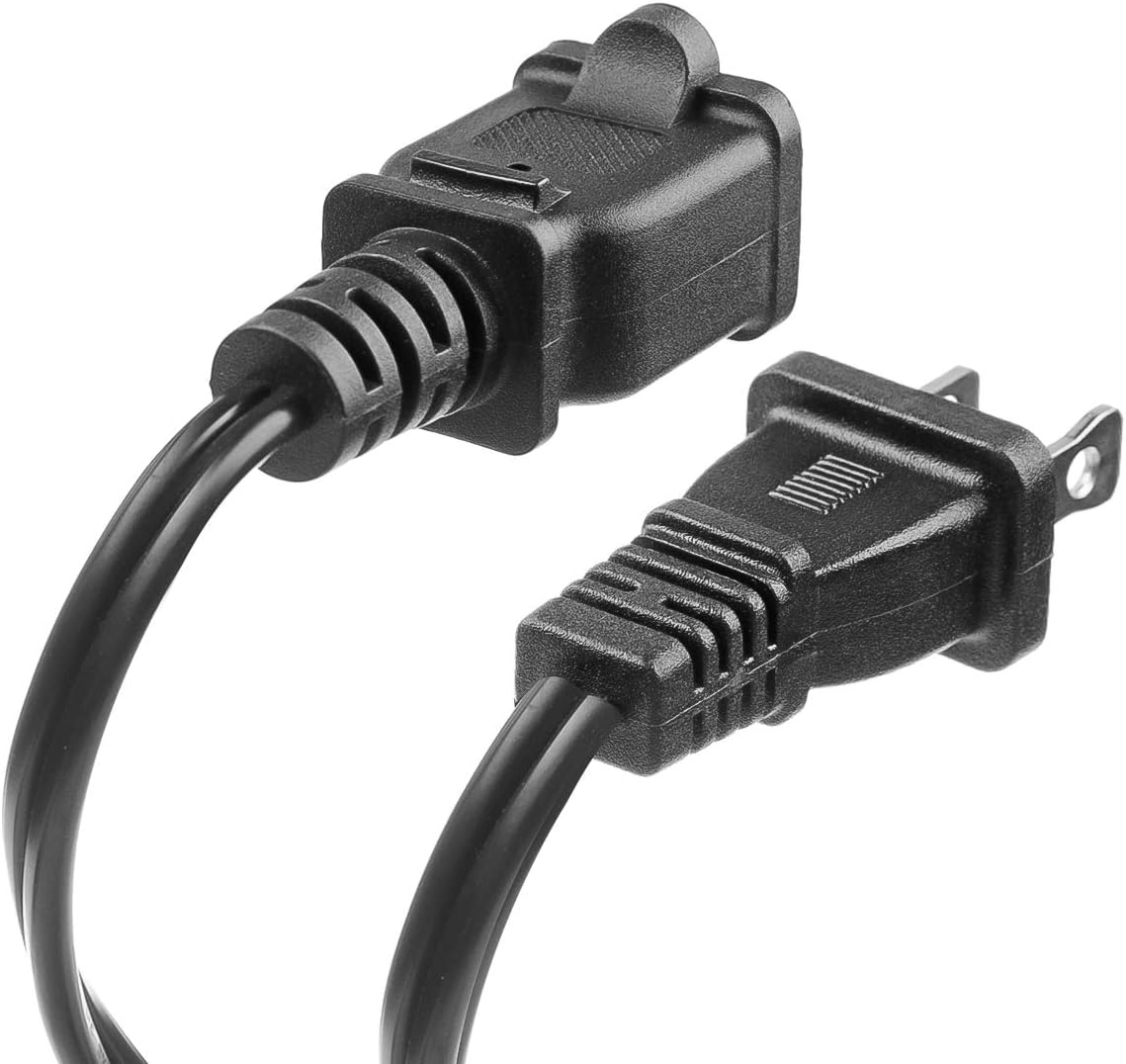 US AC Power Extension Cable Cord 2-Prong Polarized Male to Female Extension Cord for NEMA 1-15P to NEMA 1-15R (6 FT)