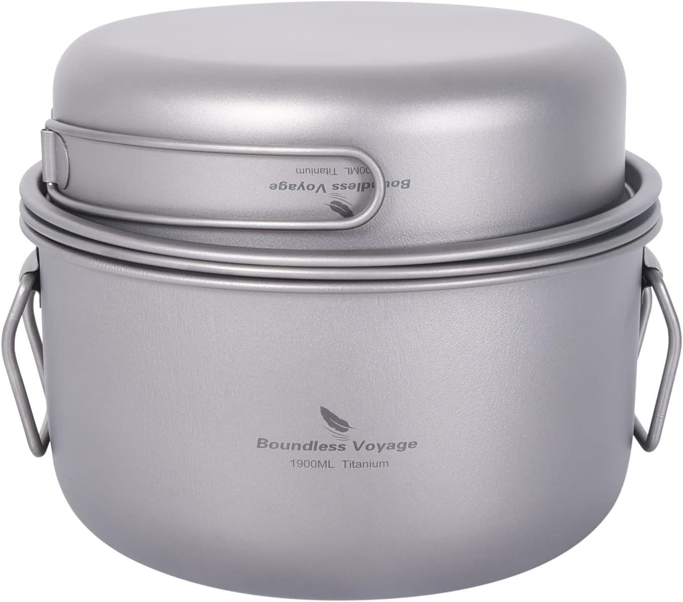 Boundless Voyage Titanium 1900mL Pot and 900mL Fry Pan Set with Steaming Rack and Lid Multifunctional Steamer Stockpot Outdoor Cooking Ultra Light Camping Cookware
