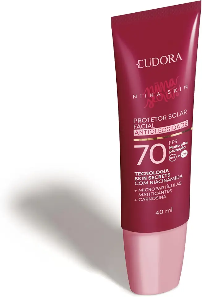 EUDORA NIINA SKIN PROTETOR SOLAR FACIAL ANTIOLEOSIDADE FPS 70 REGULAR 40g
