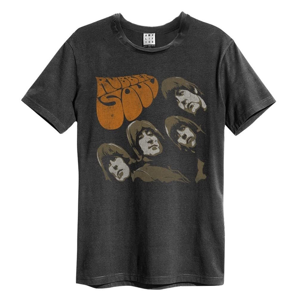Amplified Rubber Soul The Beatles Charcoal T-Shirt - Graphic Print, Crew Neck, Size L