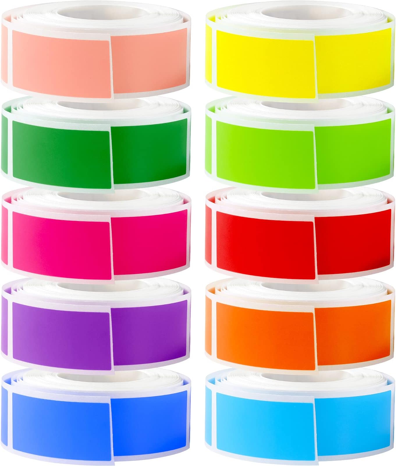 3000 Pcs 10 Rolls Colored Labels Stickers 1.57 x 0.75 Inch for Labeling Color Coding Book Labels Stickers 10 Assorted Adhesive Solid Tags for Inventory Organization File