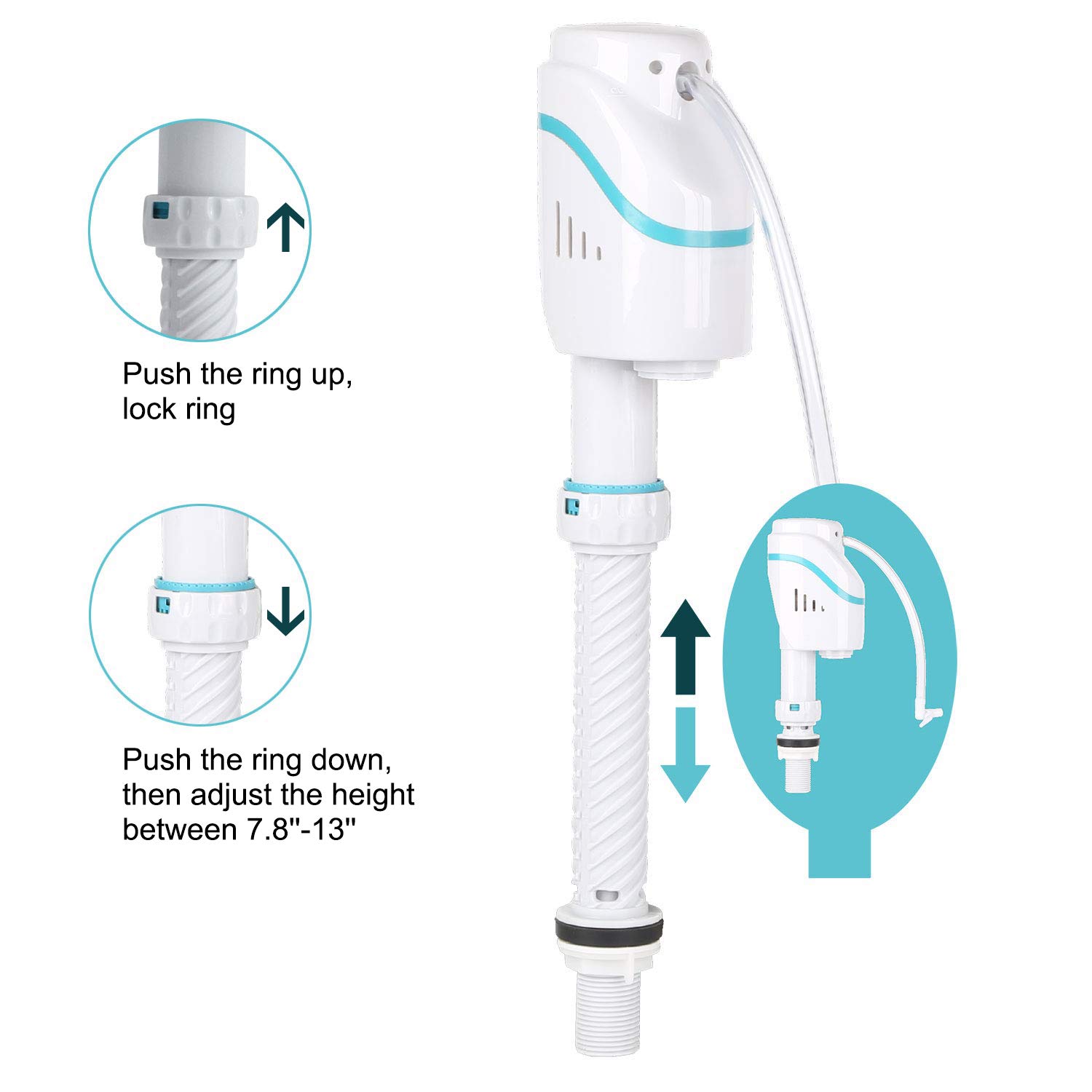 Toilet Flush Valve Replacement Kit - Universal Strong Seal Drain Valve With Overflow Tube, DIY Home Repair