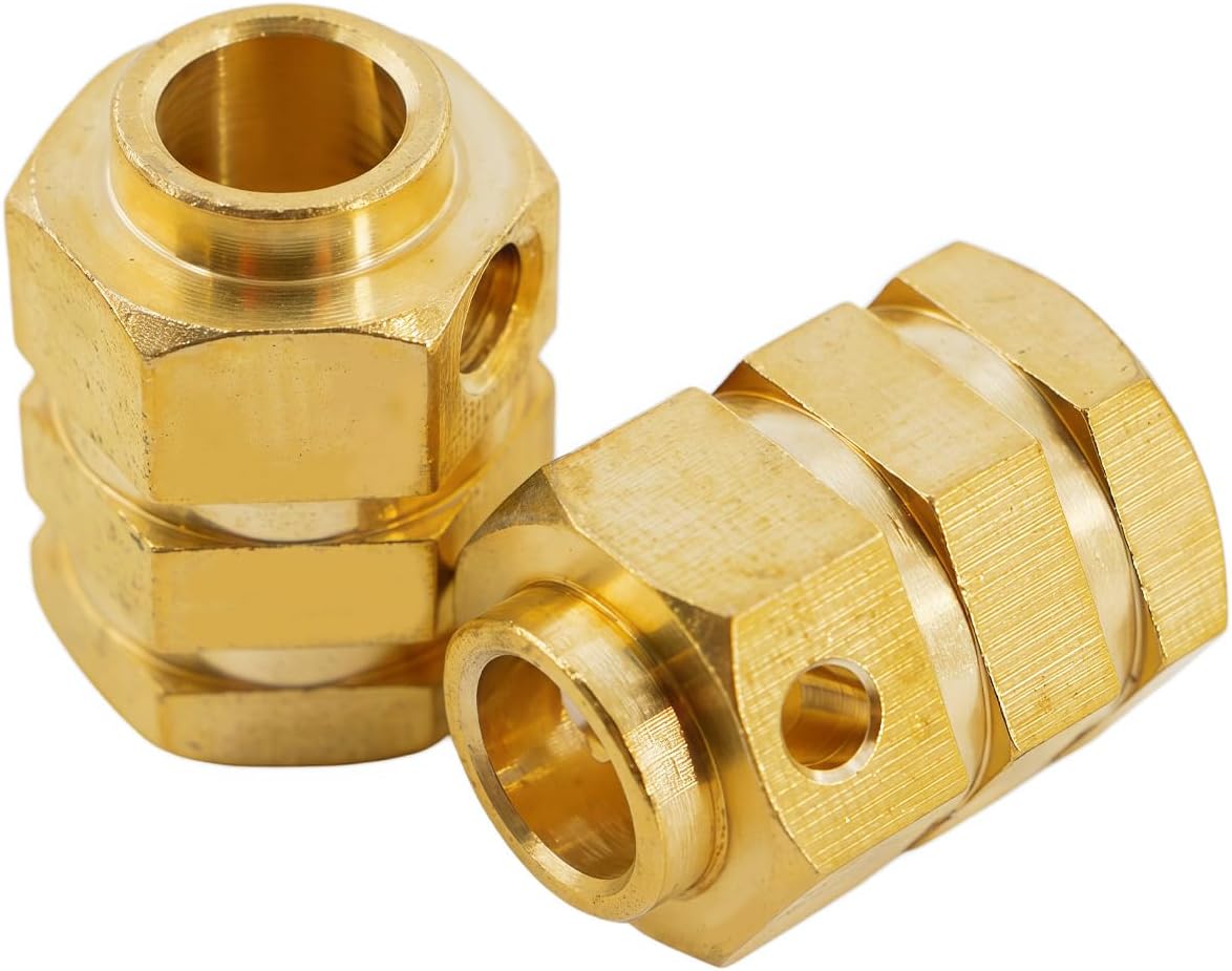 12mm Brass Wheel Hex Extension Adapters Compatible with TRX4 TRX6 1/10 RC Crawlers, Heavy Brass Wheel Spacers with Lock Nuts, 4PCS (15mm)