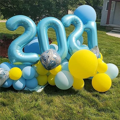Image of 40 Inch 2nd 20th Birthday Number Balloon, Baby Blue Foil Giant Self Inflating Balloons, Light Blue Helium Number Balloons for Boys Kids Happy Birthday Party Anniversary Party Decoration Supplies