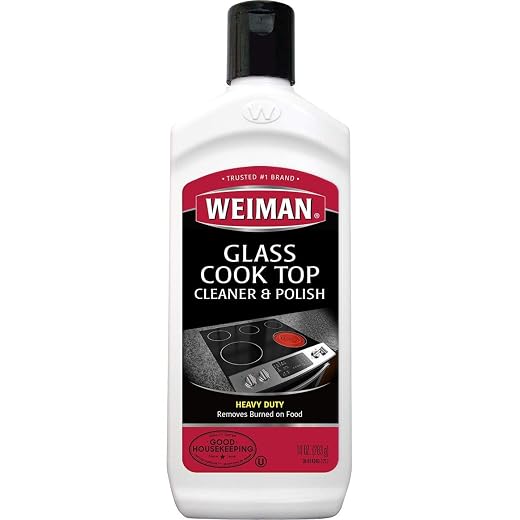 Weiman Glass Cooktop Heavy Duty Cleaner & Polish - Shines and Protects Glass/Ceramic Smooth Top Ranges with its Gentle Formula - 10 Oz., Clear