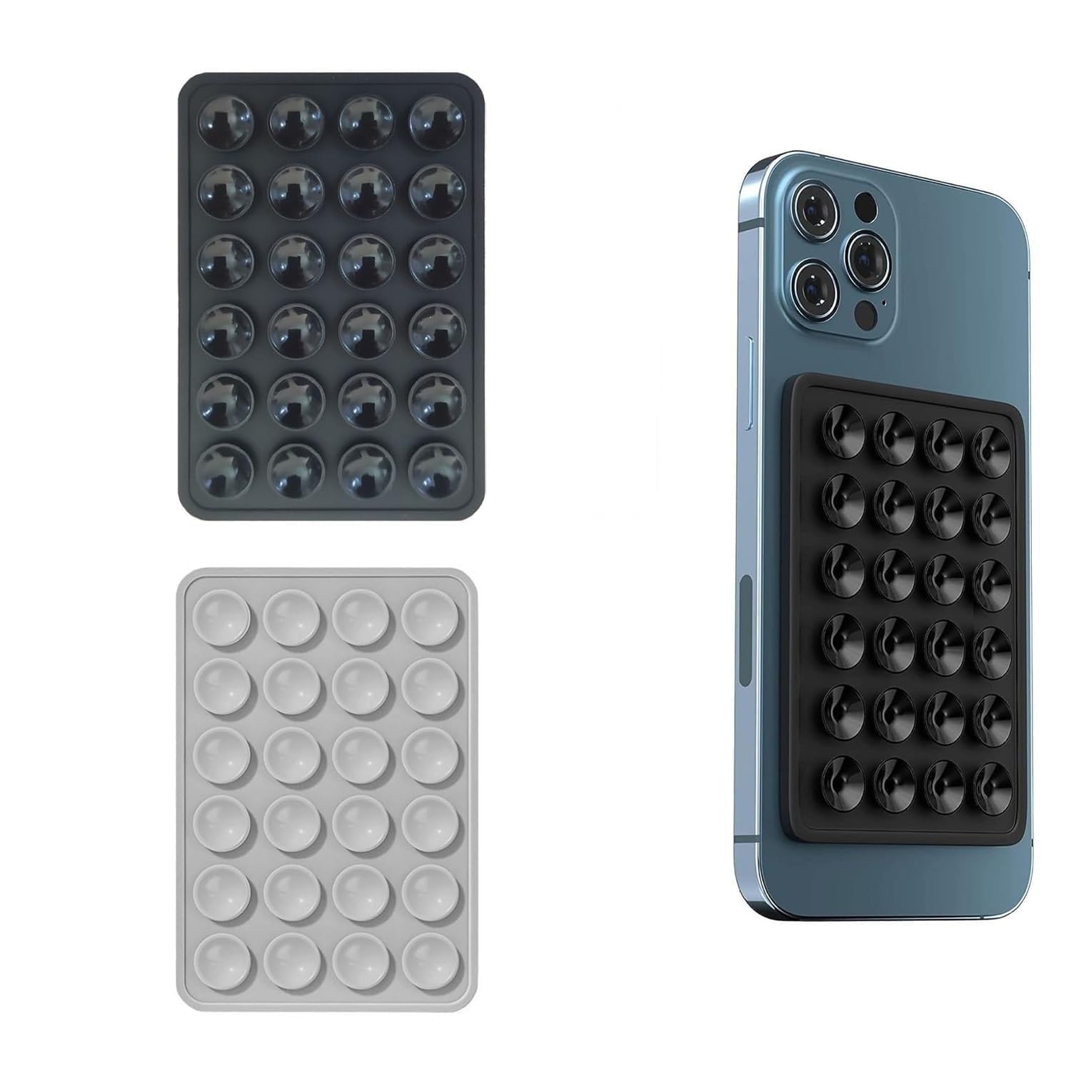 INEFABLE Suction Phone Case, Phone Suction Sticker, Silicone Suction Phone Case for Hands-Free Mobile Accessory Holder Grip, Video Phone Accessory (Black,Light Grey - Pack of 2)-image-41