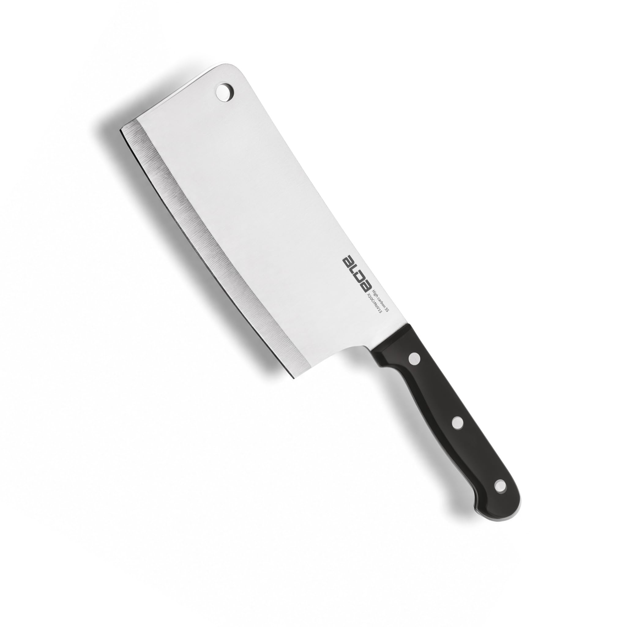 Alda Professional Cleaver Knife | German X50Cr15MoV High Carbon Stainless Steel Blade | 57 HRC Hardened Edge | Full Tang ABS Riveted Handle | Precision Cutting, Sharpness Retention & Rust Resistance-image-24