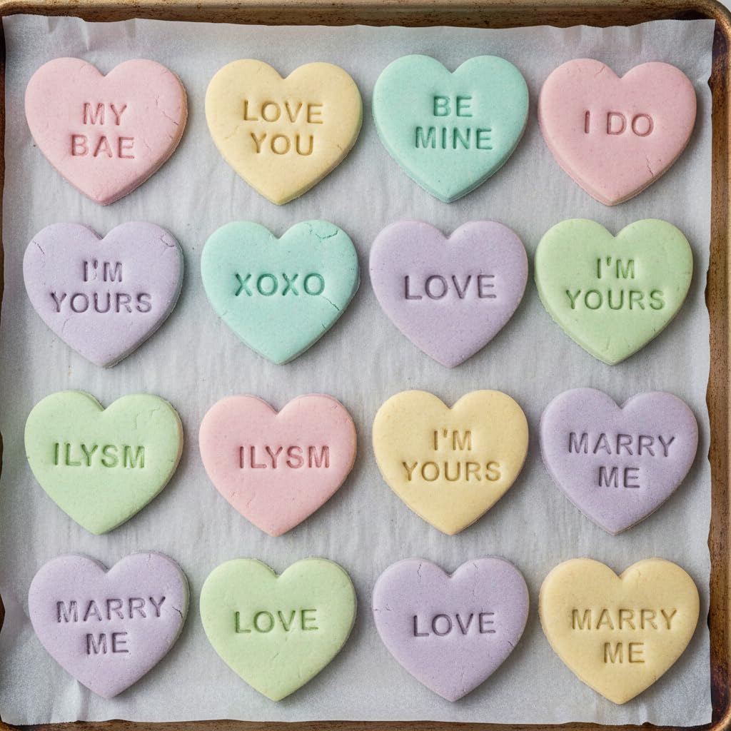 BAKERLOGY Lot de 10 emporte-pièces cœur messages amour & demande – Messages romantiques mignons pour rendez-vous, Saint-Valentin, mariages, fiançailles, anniversaires et biscuits de célébration