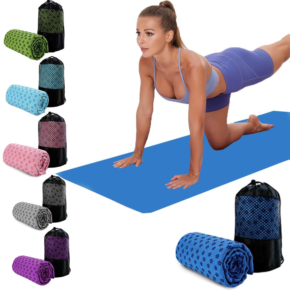 Oaygat Yoga Mat Towel Sweat Absorbent Non-slip Yoga Mat Towel Quick-drying Yoga Mat Hot Mat Cloth Breathable Yoga Mat with Mesh Carrying Bag Hot Yoga Towel for Bikram, Pilates, Gym Workout