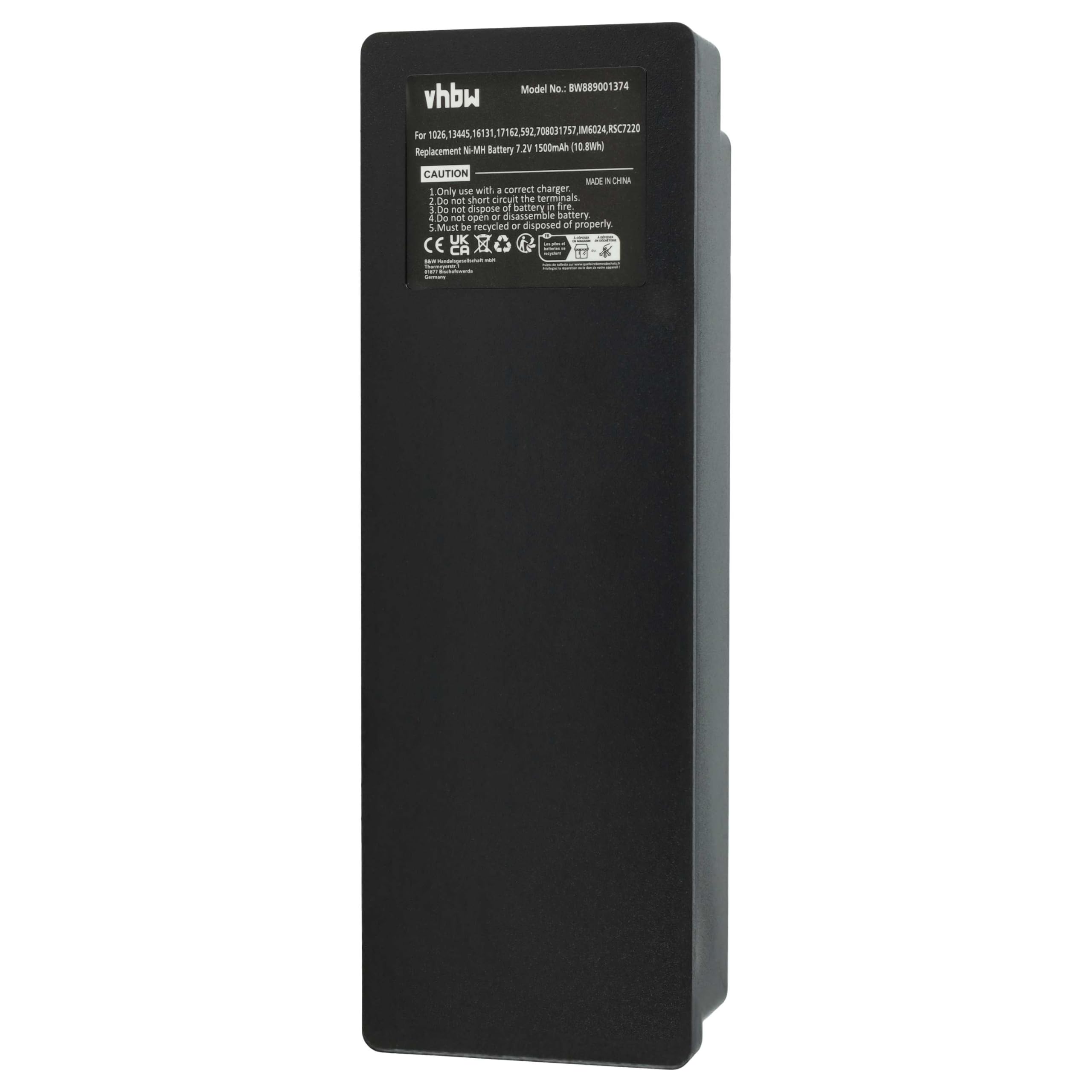 vhbw 5X batería Compatible con Scanreco BS590, 960, 16131, 790, 592, 590 Mando a Distancia Industrial (1500 mAh, 7,2 V, NiMH) - Negro