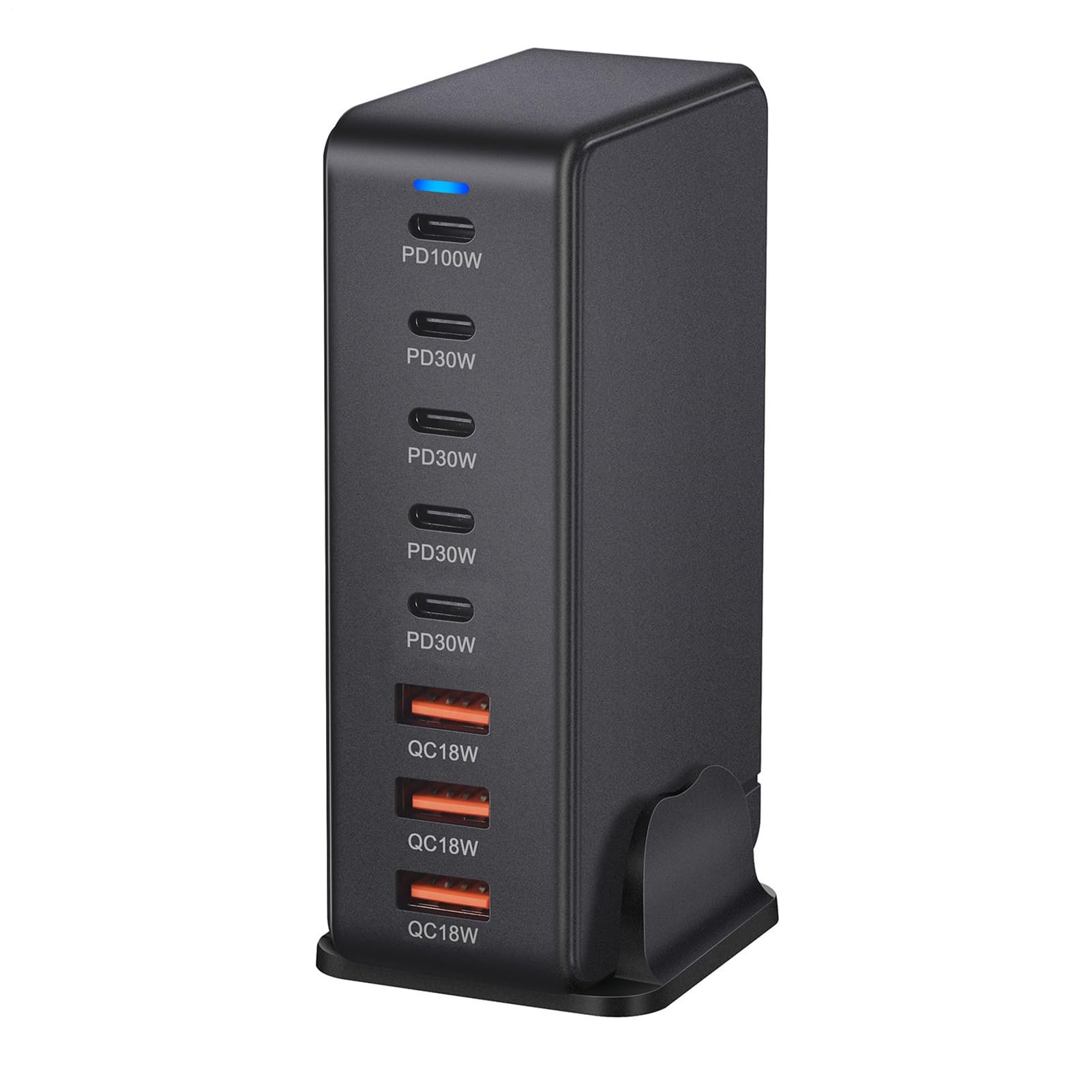 Cargador USB Adaptador de Carga Rápida con 8 Puertos | Cargador USB C 268W para Teléfonos Tabletas Portátiles y Dispositivos Electrónicos de Oficina en Casa