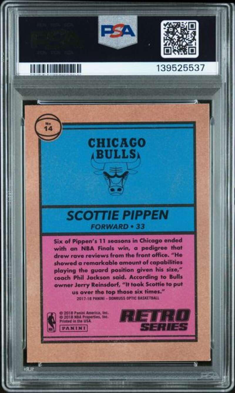 PSA NEAR MINT-MINT 8 139525537 2017 PANINI DONRUSS OPTIC RETRO SERIES 14 SCOTTIE PIPPEN/MICHAEL JORDAN Official Basketball Card Professionally Graded by PSA