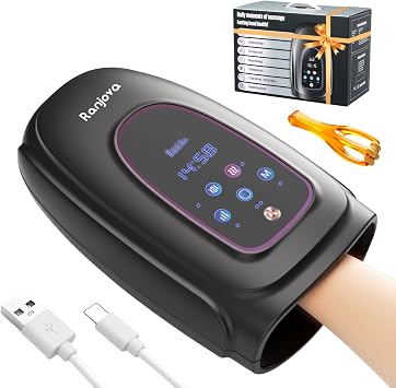 Ranjova Hand Massager with Heat and Compression,Cordless Hand Massager for Arthritis and Carpal, Gifts for Women Dark Grey
